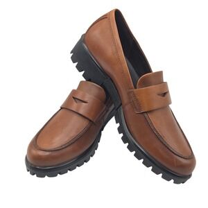Ecco Women's Modtray Moc Toe Penny Loafer Cognac Shoes US‎ 10-10.5 / EU41 /UK7.5